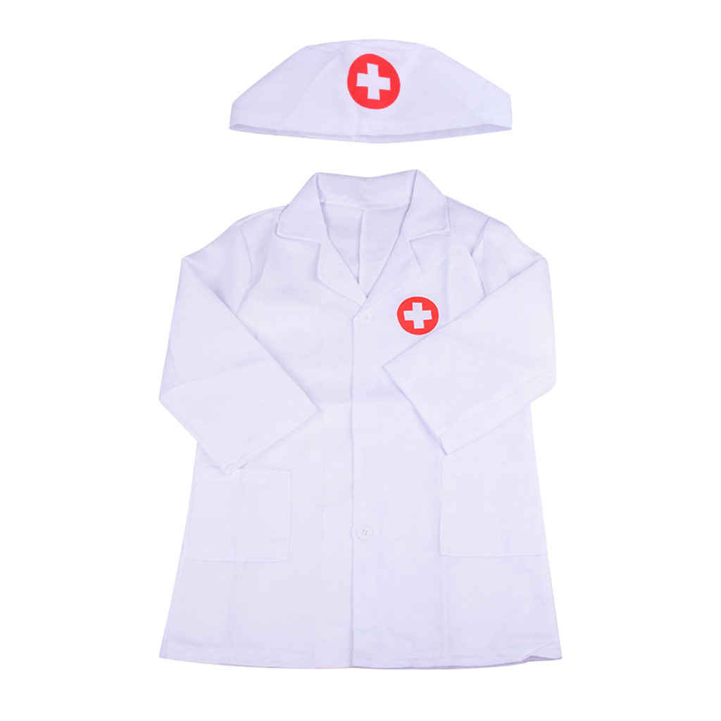 1 Set Children's Clothing Role Play Costume Doctor's Overall White Dress Nurse Novelty pretend child cos nurse clothes: White