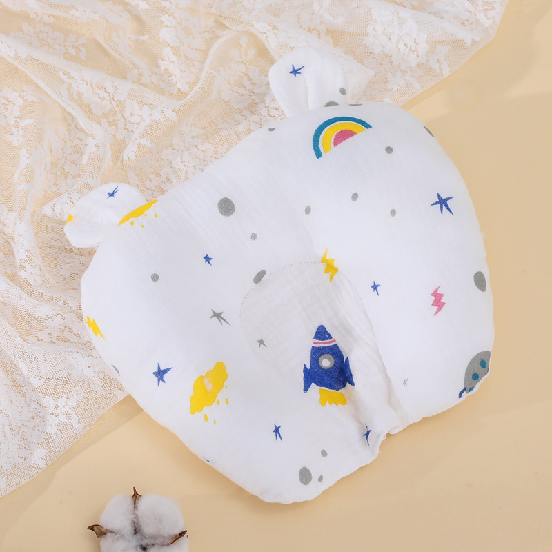 Soft and comfortable bear ear pillow, multifunctional cotton pillow, soft and washable baby pillow for home and outdoor use: Gray