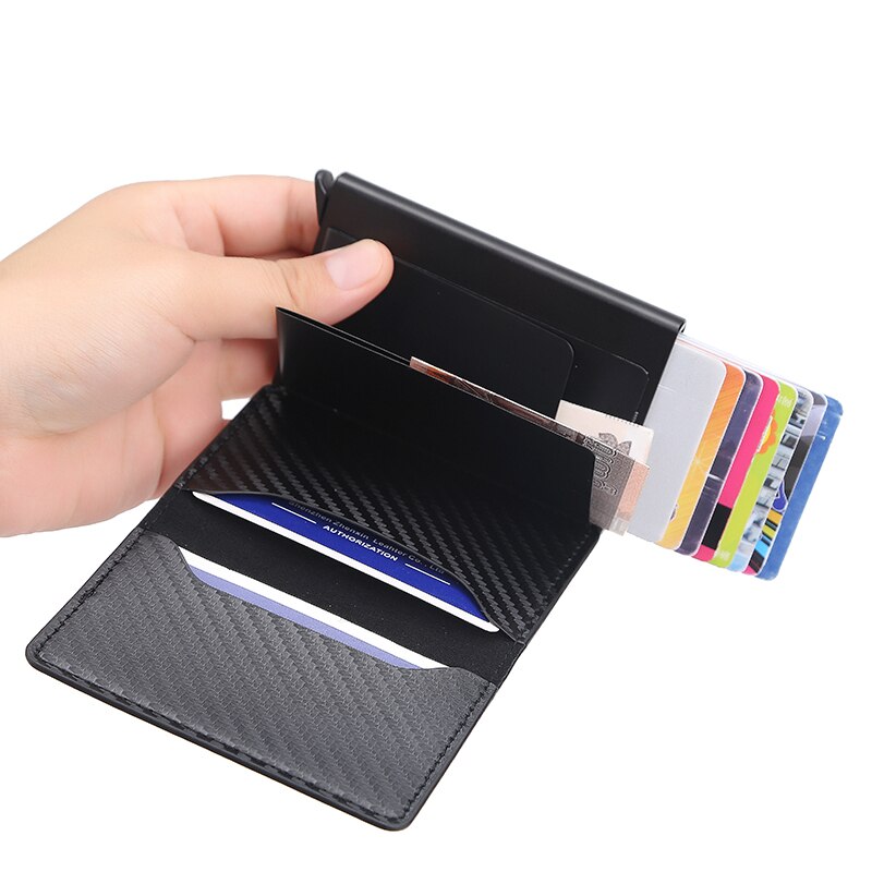 Carbon Fiber Rfid Blocking Mannen Creditcardhouder Lederen Bank Card Wallet Case Kaarthouder Bescherming Purse Voor Vrouwen