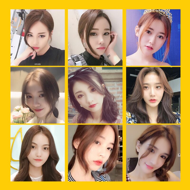 synthetic Bangs clip on Front Hair Side Fringe Hair Synthetic Hair Bangs Hairpiece Long Bangs Extensions for Women 25-35cm