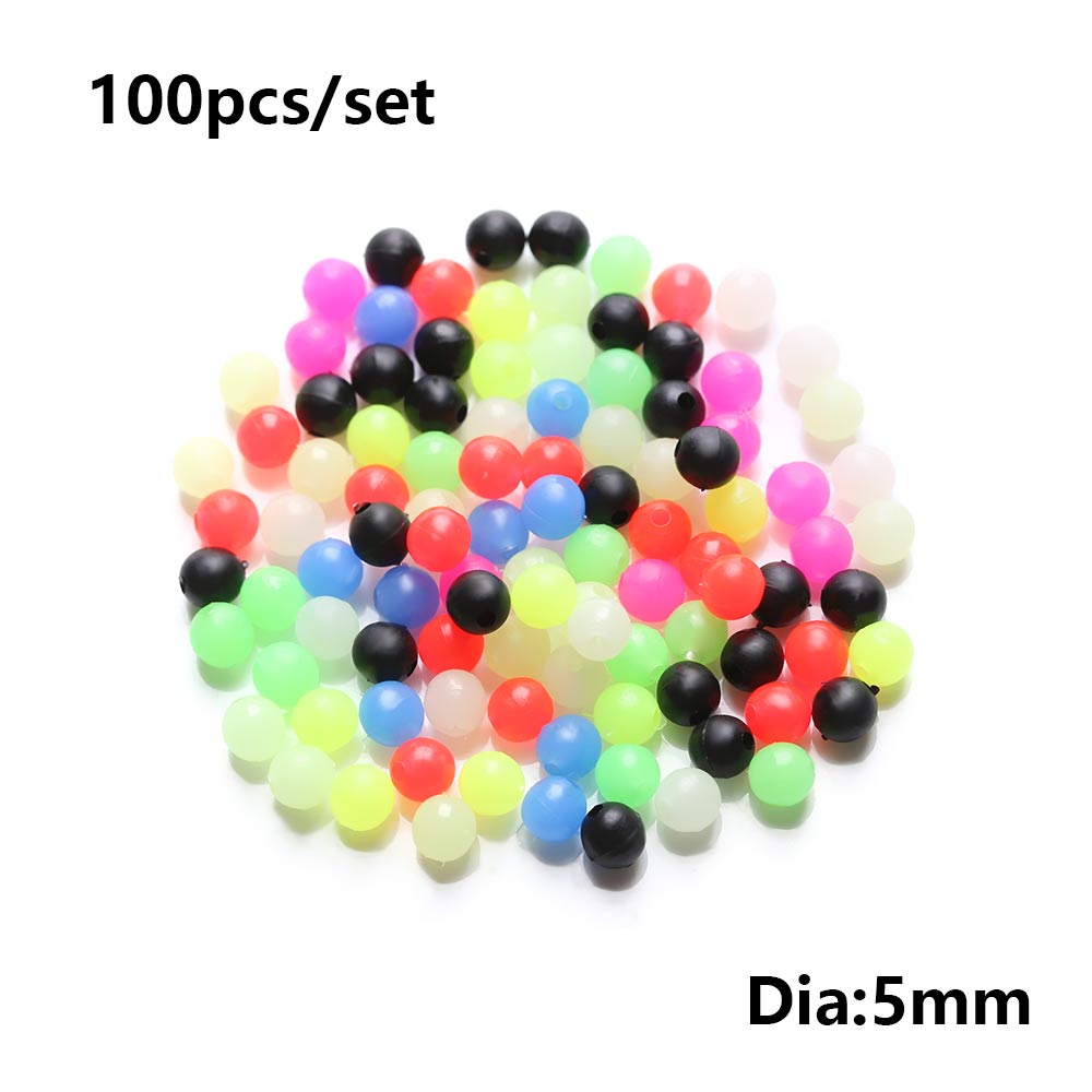 100PCS Mixed Color Round Fishing Cross Beads Double Pearl Floats Ball PE Plastic Stoppers Carp Fishing Tackle Acces: 5mm