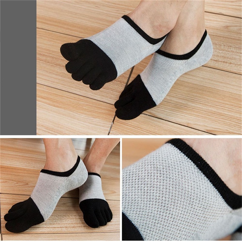 1 pair Five Finger Toe Socks Unisex Men Women Breathable Cotton Nonslip Socks Anti-skid Short Invisible Socks