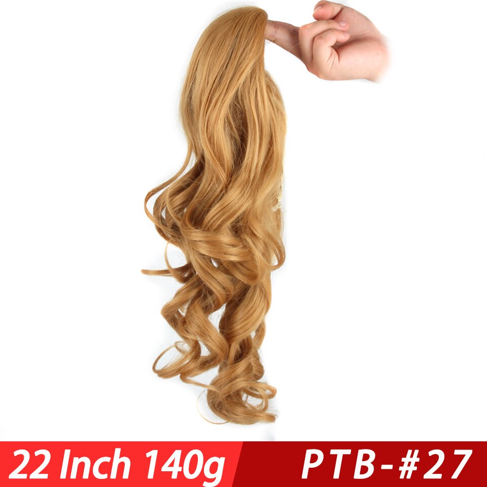 Pageup 22” Long Curly Clip In Hair Tail False Hair Ponytail Hairpiece With Hairpins Synthetic Hair Ponytail Hair Extension: PTB-27