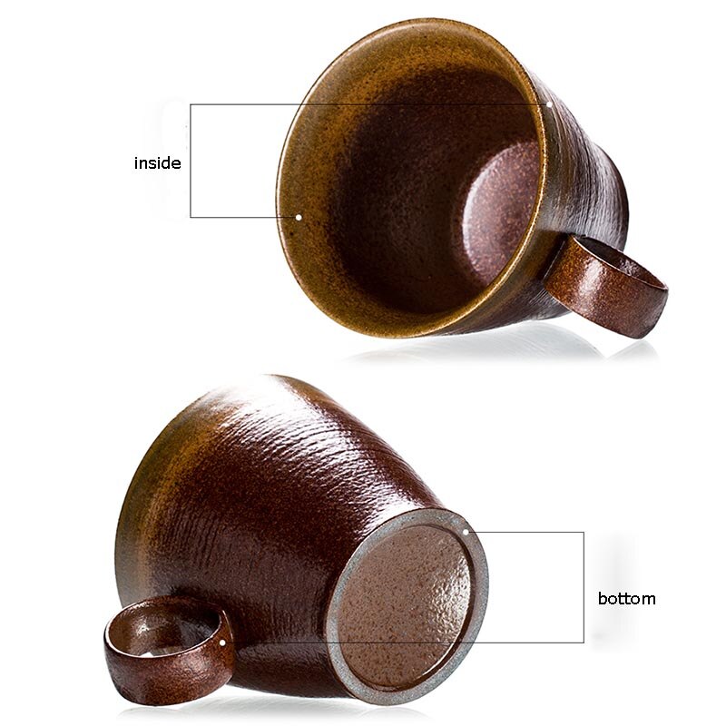 250ml Japanese-style Ceramic Pottery Coffee Cup Vintage Circle Handgrip Drinkware Office Water Milk Mug Sent Friends