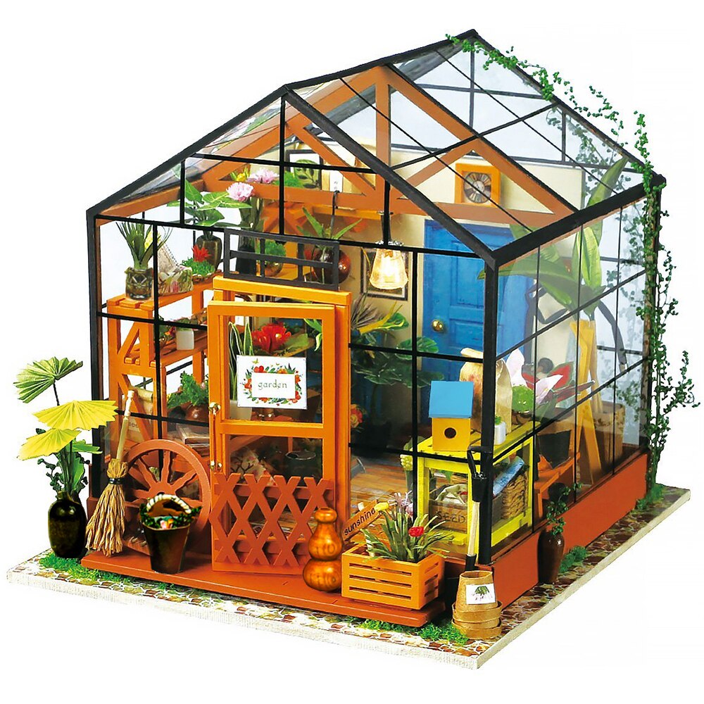 Cutebee DIY domek dla lalek zestaw chiński styl drewniany dom miniaturowe mebelki do domku dla lalek z zabawki z lampkami LED dla dzieci prezent na boże narodzenie: DG104A