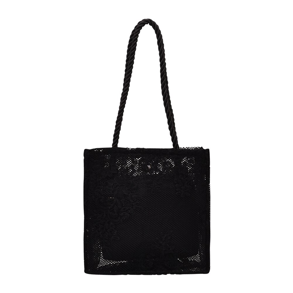 Modische Frauen Spitze Schulter Tasche Weibliche Nylon Tote Geldbörse Strand Handtaschen Damen Schulter Tasche Handtaschen: klein schwarz