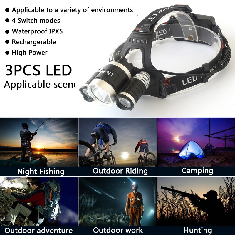 Litwod z20 XM-L T6 Zoomable cabeza linterna Power Bank cabeza lámpara 15000 lúmenes recargable Led faros