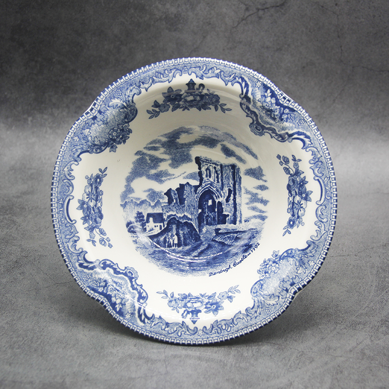 The Blue Britain Castles Dinner Set European Style Dinner Ware Ceramic Breakfast Plate Beef Dishes Dessert Dish Soup Bowl