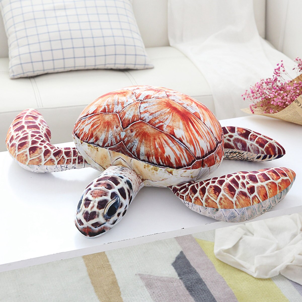 Peluche tortue douce, animaux en peluche, adorables poupées océaniques, coussin pour enfants, oreiller en peluche mignon de dessin animé: 25cm / Orange
