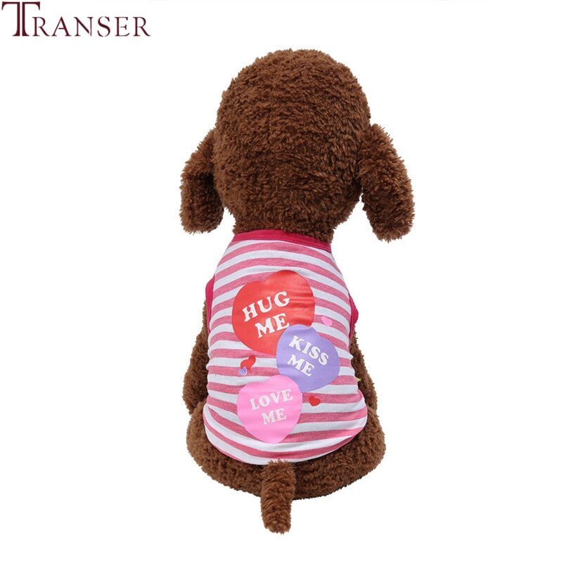 Transer HUG ME KISS ME LOVE ME Striped Dog Vest Cute Pet Dog Summer Shirts Outdoor Sports Casual Puppy Clothes 90611