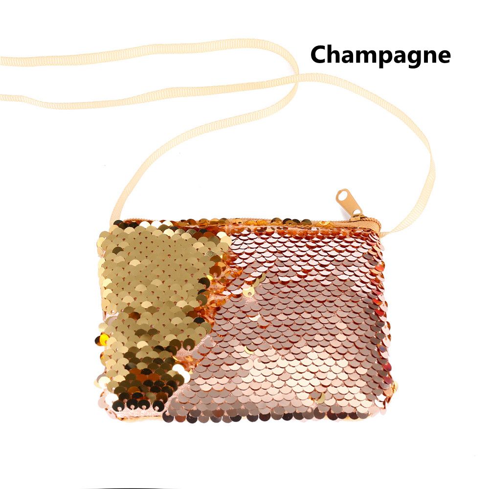 New Fashion Mermaid paillettes portamonete portafoglio per bambini ragazza borsa scintillante borsa da donna borsa con cerniera pacchetto pochette: Champagne