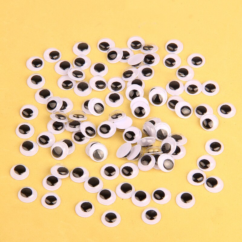 100pcs Self-adhesive Black Wiggle Eyes for DIY Scrapbooking Crafts Projects Art and Craft for Children Toddler Toys 2 Years