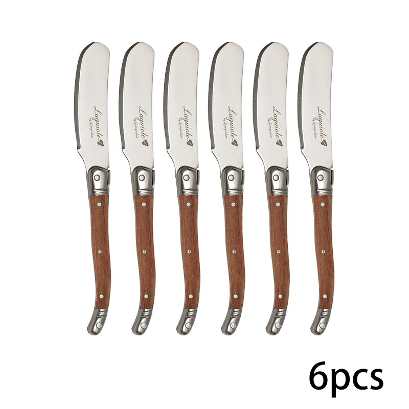 4-10pc Rosewood Handle Butter Knives Cheese Spreader Jam Spatula Laguiole Stainless Steel Child Kid Sandwich Dessert Cake Slicer
