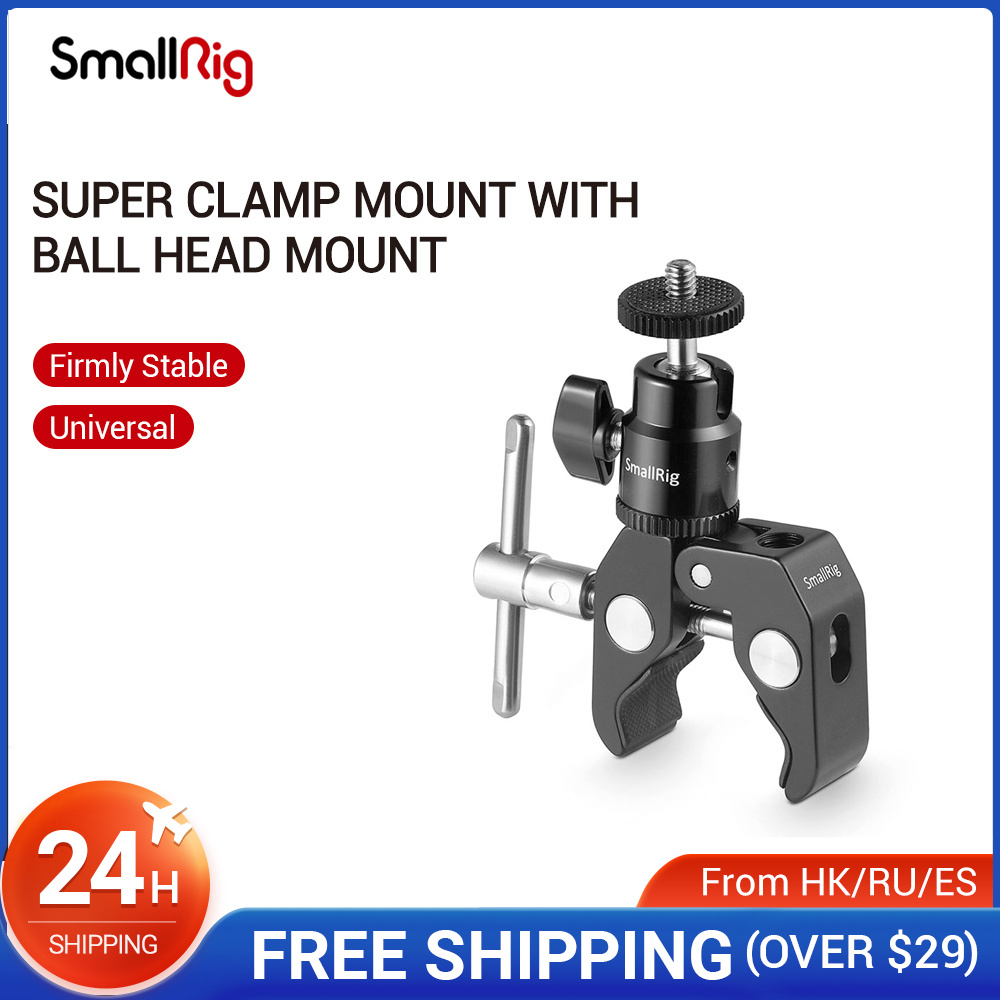 SmallRig Clamp Mount with 1/4" Screw Ball Head Mount Shoe Adapter and Cool Clamp - 1124