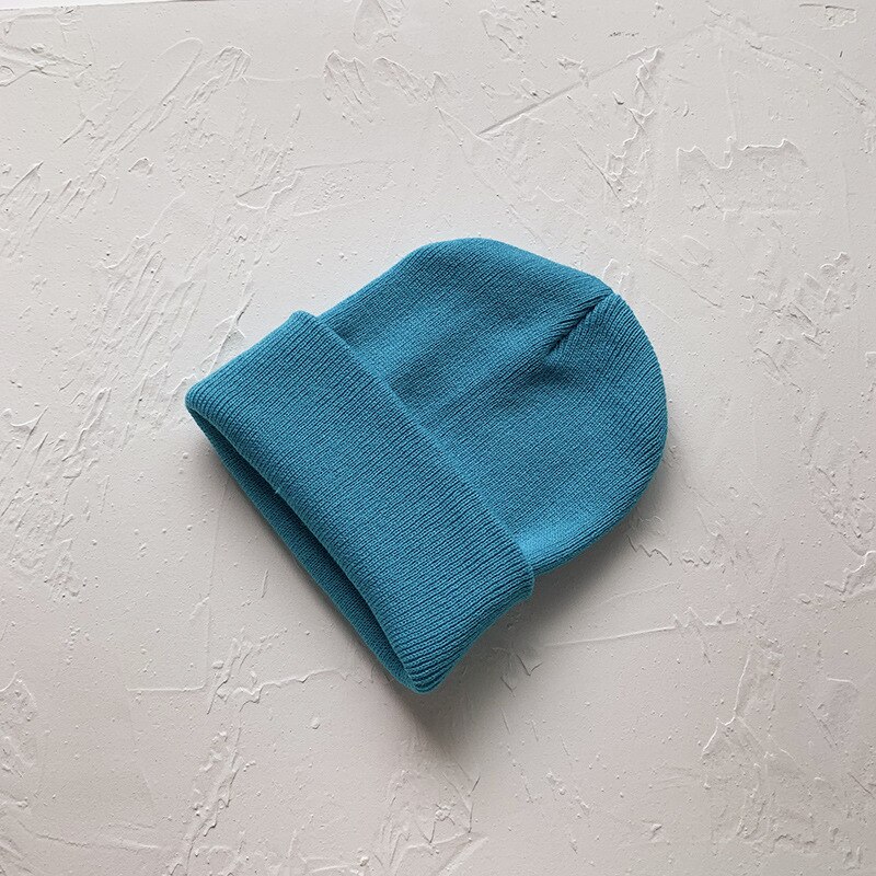 Stickad mössa för barn 1-8 år barn-vinter-varm mössa bebis pojkar huva barn muts bebis mössa шапка зимняя детская: Blå