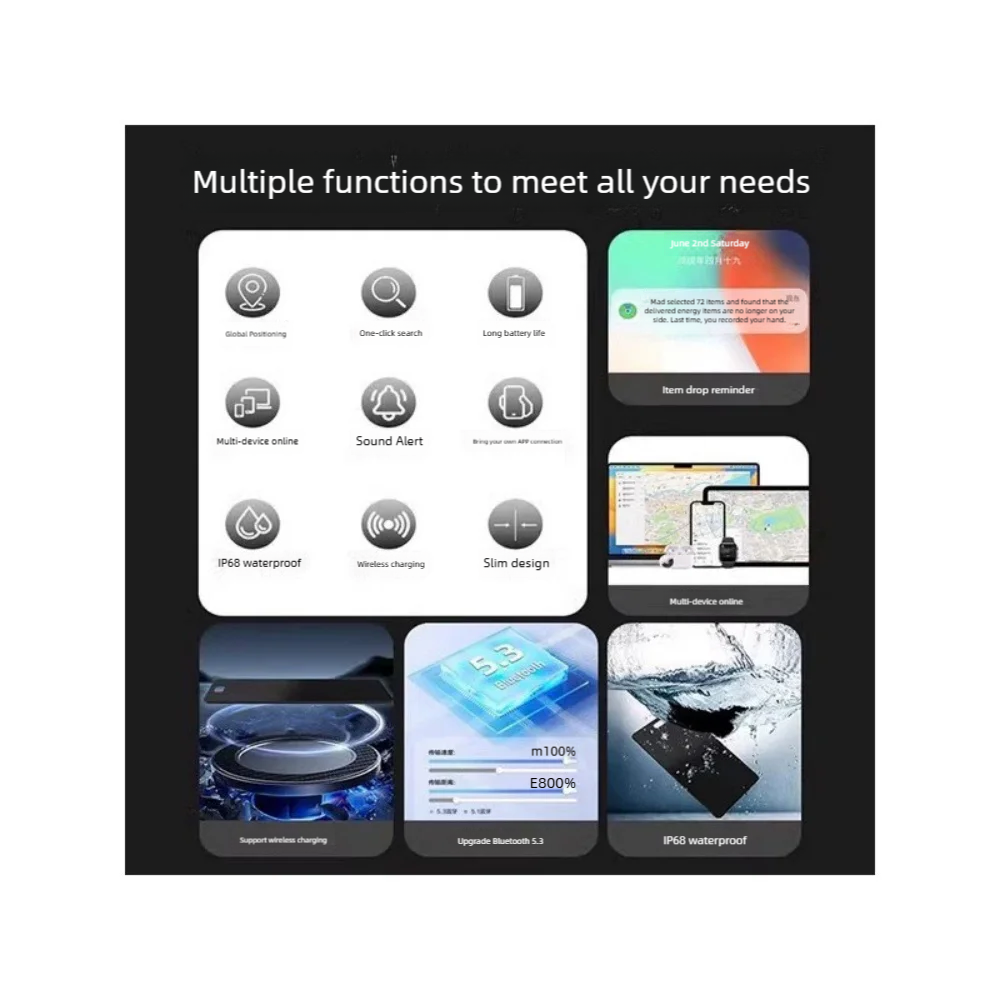 Card-style anti-loss device is applicable for Find My mobile wallet, keys, luggage, bags and global intelligent positioning and