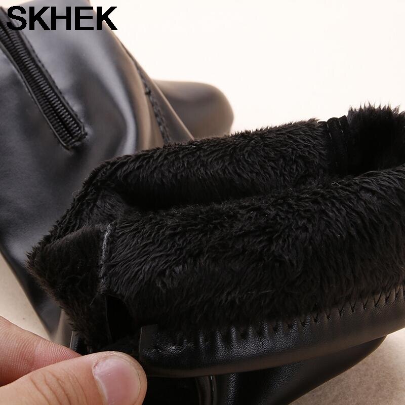 SKHEK Winter Art Mädchen Schnee Stiefel warm Plüsch ShoesPU Lether Prinzessin Stiefel Mädchen Hohe Lange Stiefel Schwarz