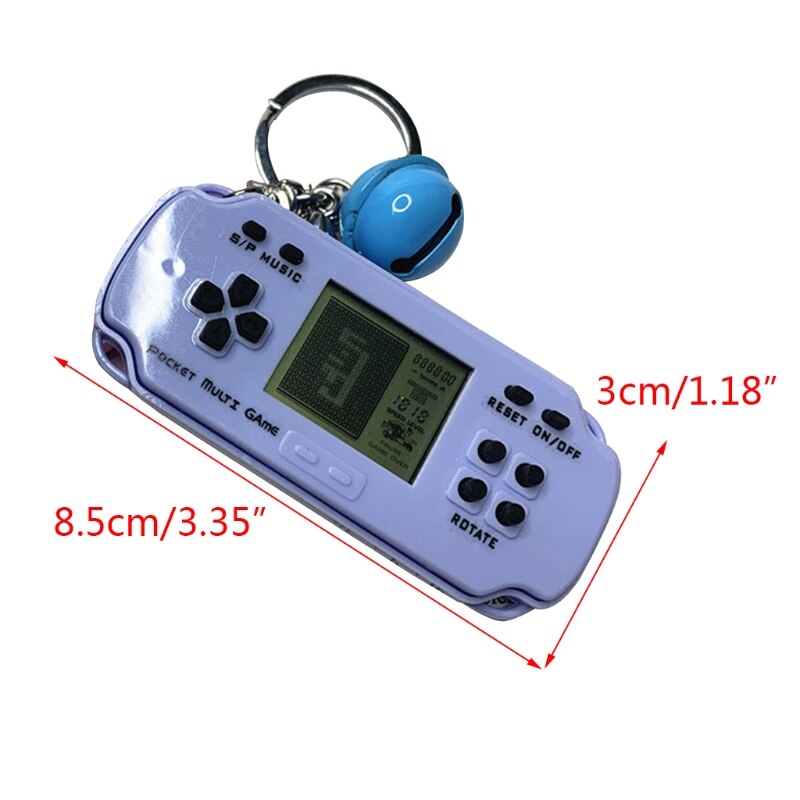 B2EB Handheld Game Console Keychain Electronic Game Portable Key Ring with Hanging