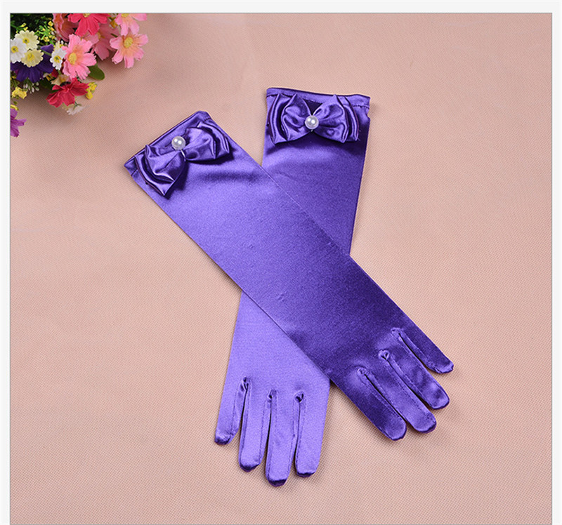 Gants longs en Satin Stretch pour enfants | 1 paire, nouvelle , gants de soirée d'opéra, accessoires pour vêtements de pour filles: VIOLET