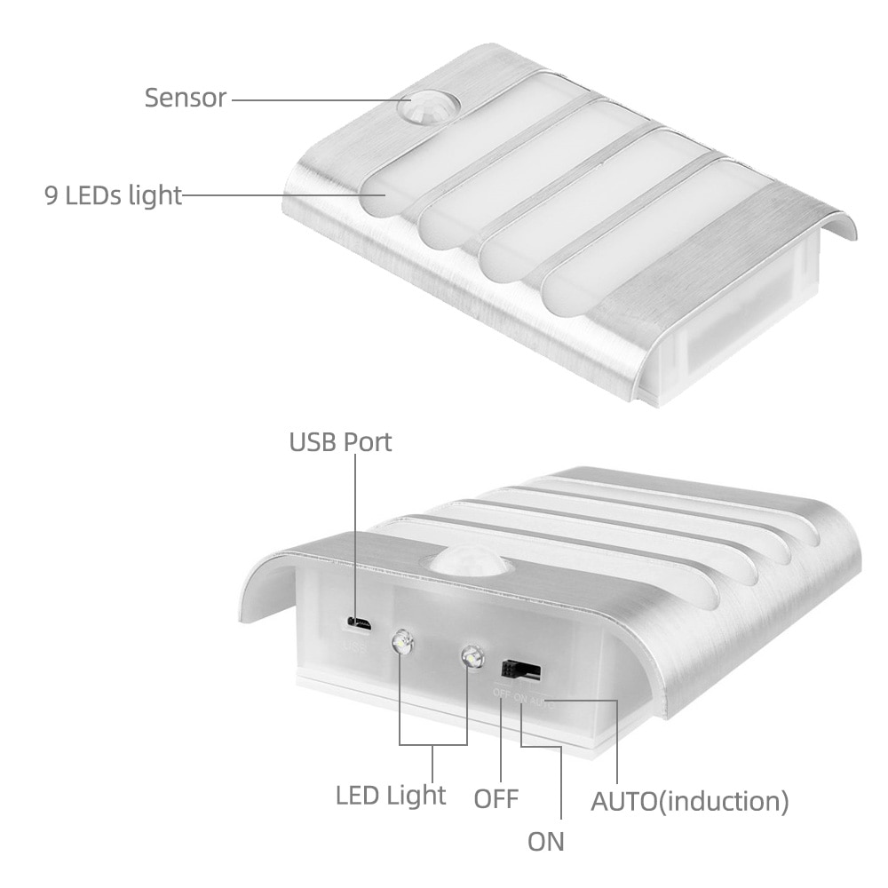 Sensor Nachtlampje LED batterij bedienen Draadloze PIR Infrarood Motion Sensor Wandlamp Auto On/Off voor Hal Toegang trappen