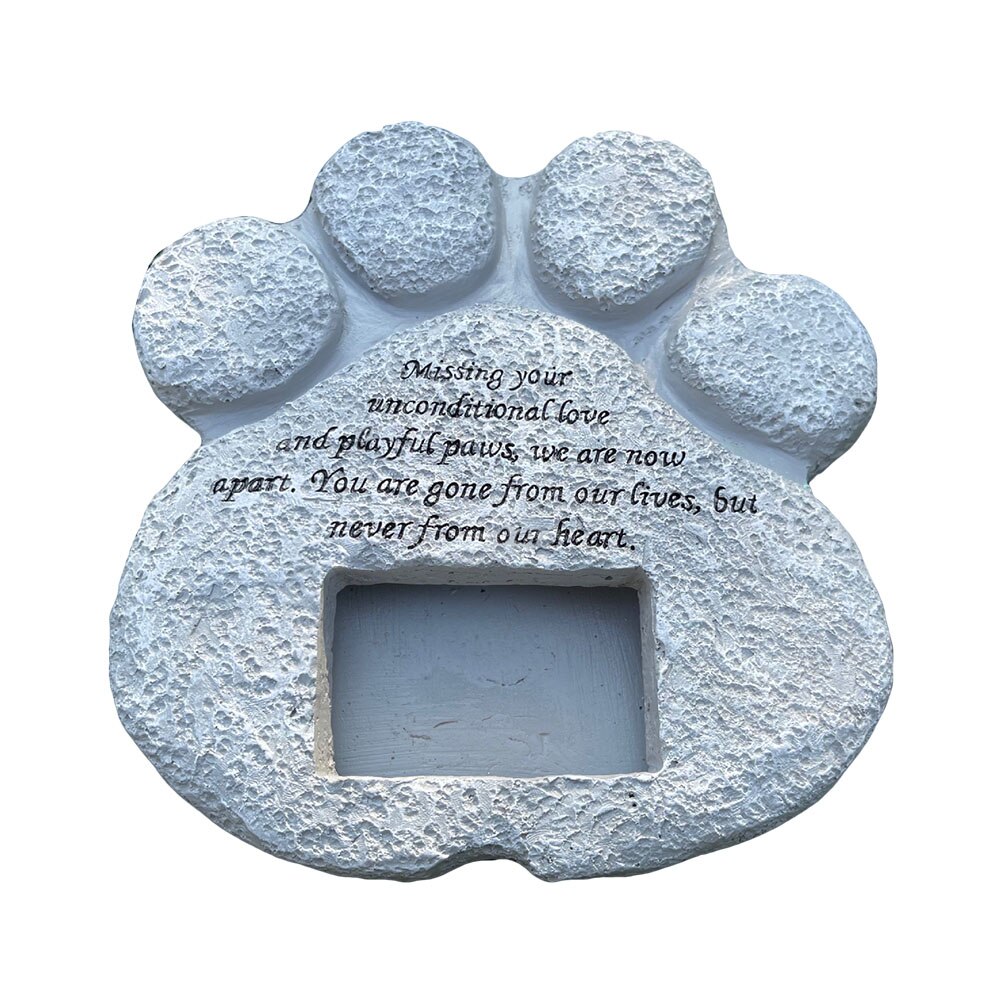 Pet Memorial Stone Paw Print Photo Frame Grave Pet Monument Tombstone For Dogs Cats Animal Funeral Tombstone Resin Ornament: Default Title
