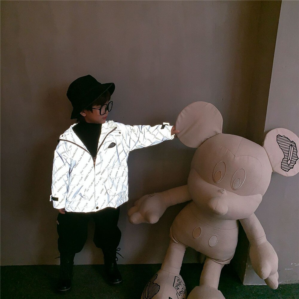 Benemaker Spring Baby Clothes Girls Boys For Light Reflective Jackets Teen Windbreaker Kids Hooded Coats Children Clothing CX049