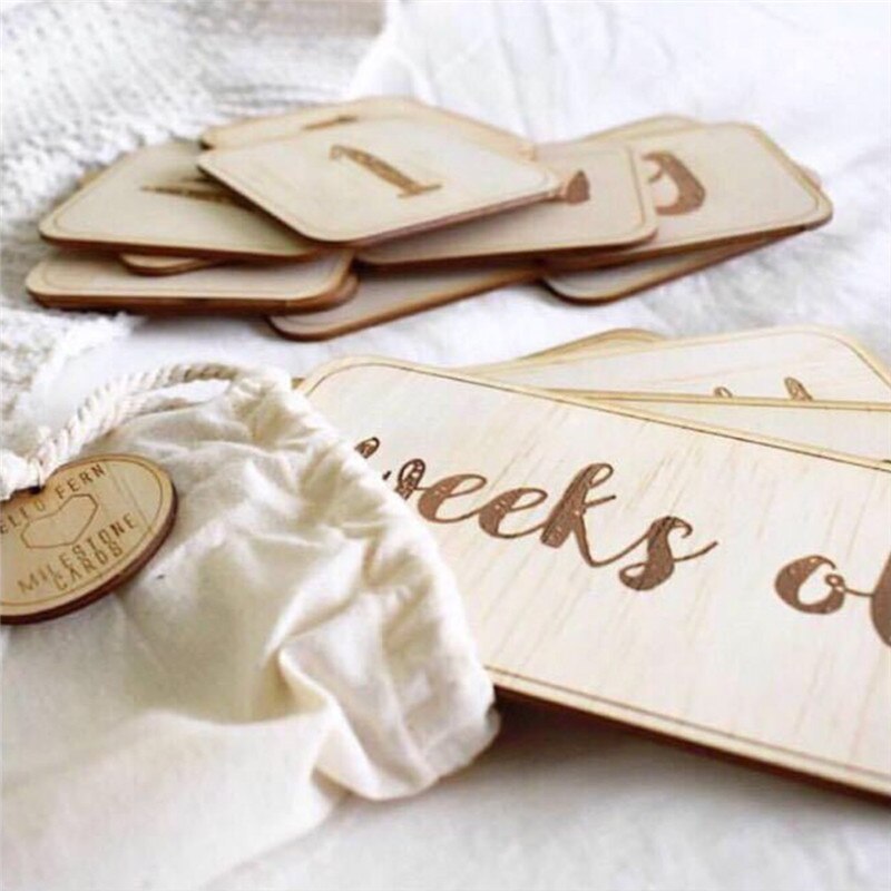 Newborns Photography Props Accessories Wooden Baby Birthday Memorial Milestone Card Photo Shoot Photography props