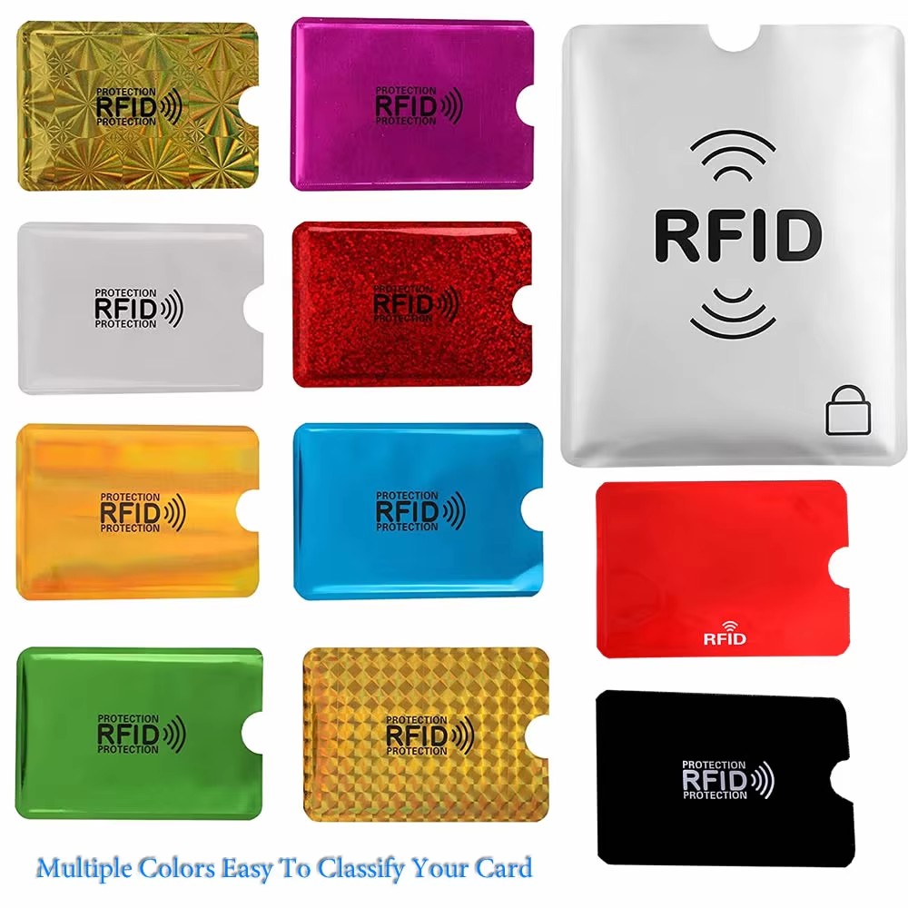 Fundas protectoras para tarjetas bancarias de crédito con bloqueo RFID de Color, tarjetero antiescaneo de papel de aluminio, funda para guardar tarjetas de Control de acceso, 10 Uds.