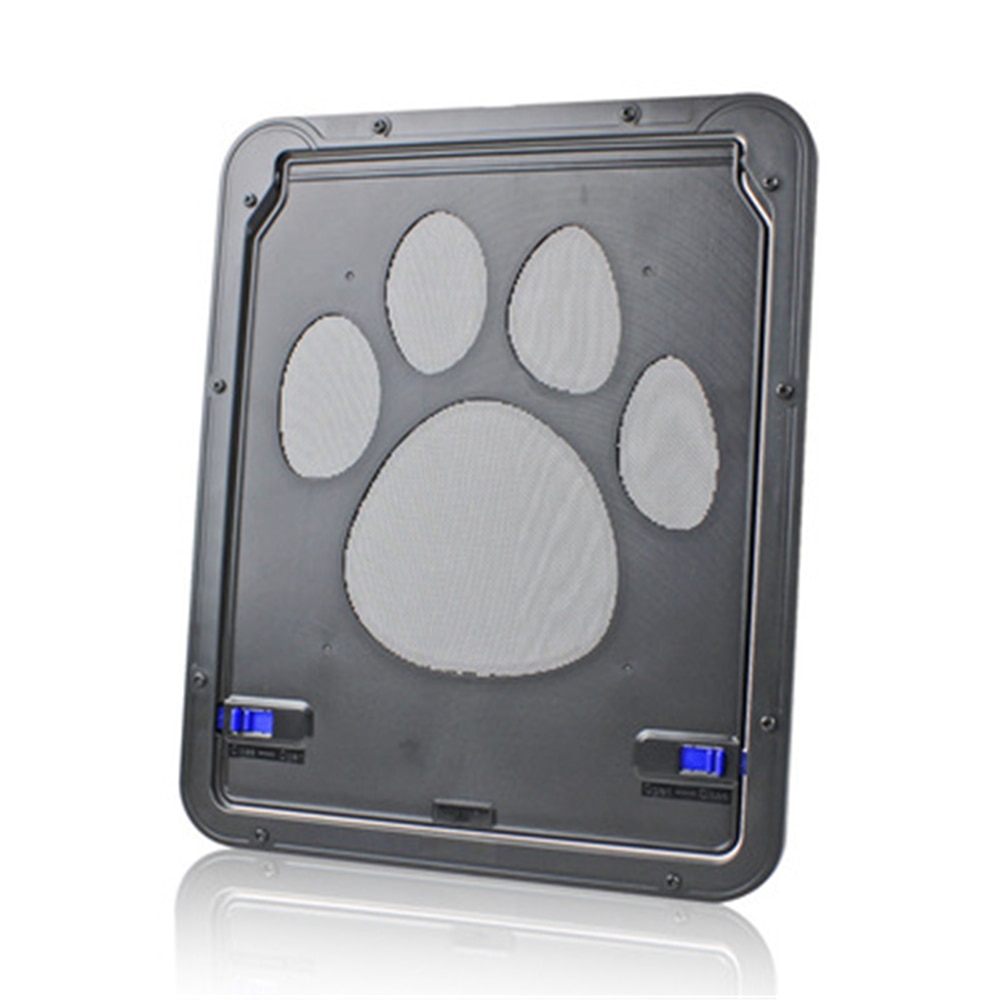 Pet Door Gate Magnetic Lockable Safe Animal Gate Anti-bite Dog Cat Gate House Enter Freely Fence Window Mesh Pet Supplies Black