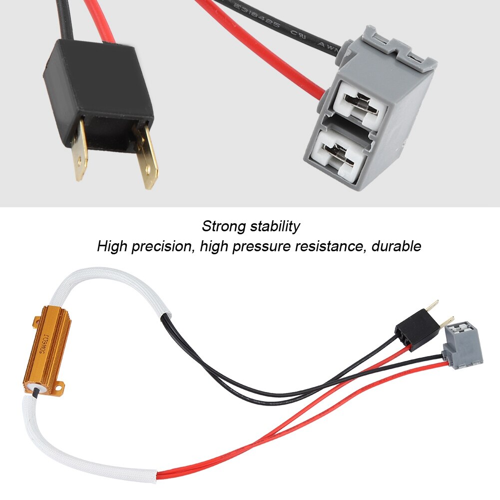 2pcs 12V 50W High power LED Headlight Fog Lamp Load Resistor Decoder Anti-Flicker Flash Error Canceler for H7