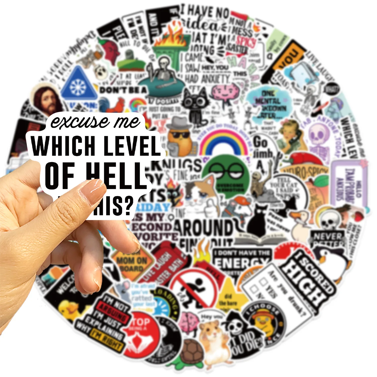 50/100 Uds pegatinas divertidas para adultos Meme botellas de agua pegatinas paquete pegatinas impermeables para portátil sombreros duros calcomanías sarcásticas