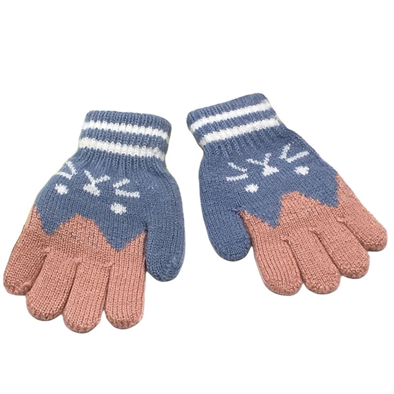 1Pairs Winter Warm Baby Gebreide Handschoenen Voor 4-7 Jaar Kinderen Handschoenen Meisje Jongen Vingers Fluwelen Dikke Winter handschoenen Kerstcadeaus: BL