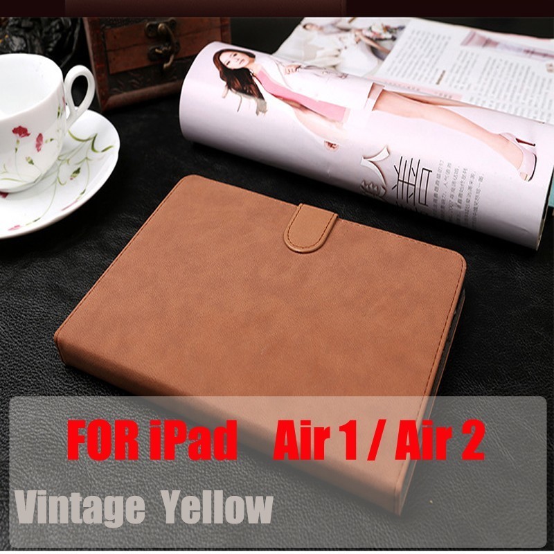 Coolaxy Scrub Pu Lederen Smart Case Voor Ipad Air 2 Air 1 Wakeup/Sleep Cover Case Voor Ipad Case 9.7 Voor 6th Generatie: Vantage Yellow