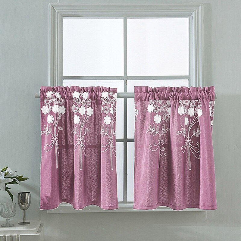 Rideau court imprimé Floral, demi-rideau transparent pour cuisine et salon, , pour panneau de fenêtre, décoration de chambre à coucher