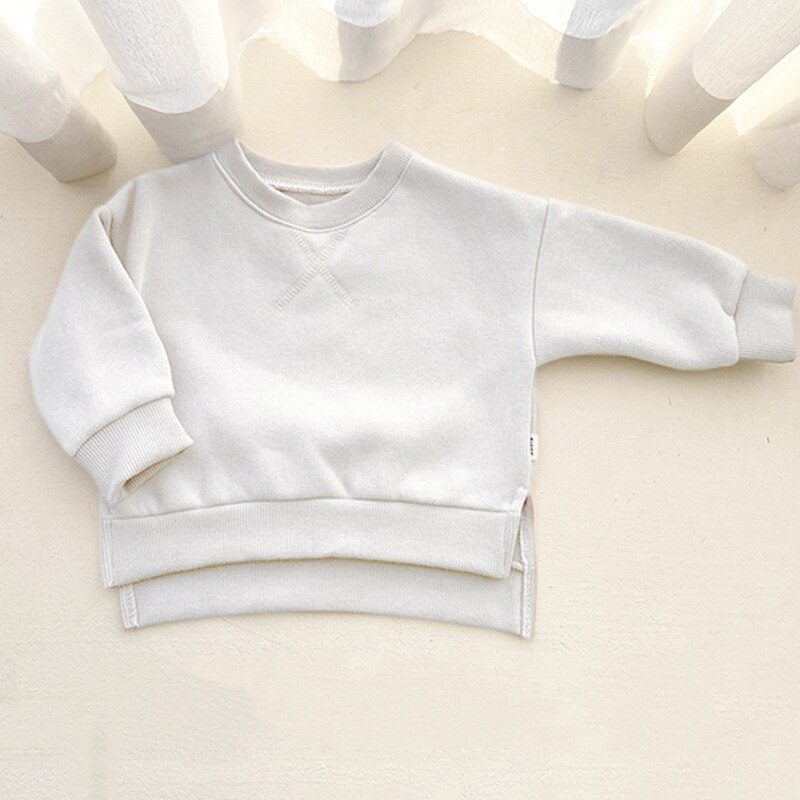 Winter Aankomst Meisjes Lange Mouwen Warm Fleece T-shirt Kids Dikke Tops Boutique Kids Kleding: WHITE / 18m