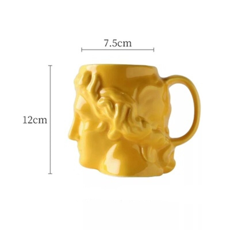 580ml Ceramic 3D Apollo Mug Coffee Mugs Ancient Greek gods Cups Cute Office Mugs Milk Mug Home Decoration Birthday: Yellow