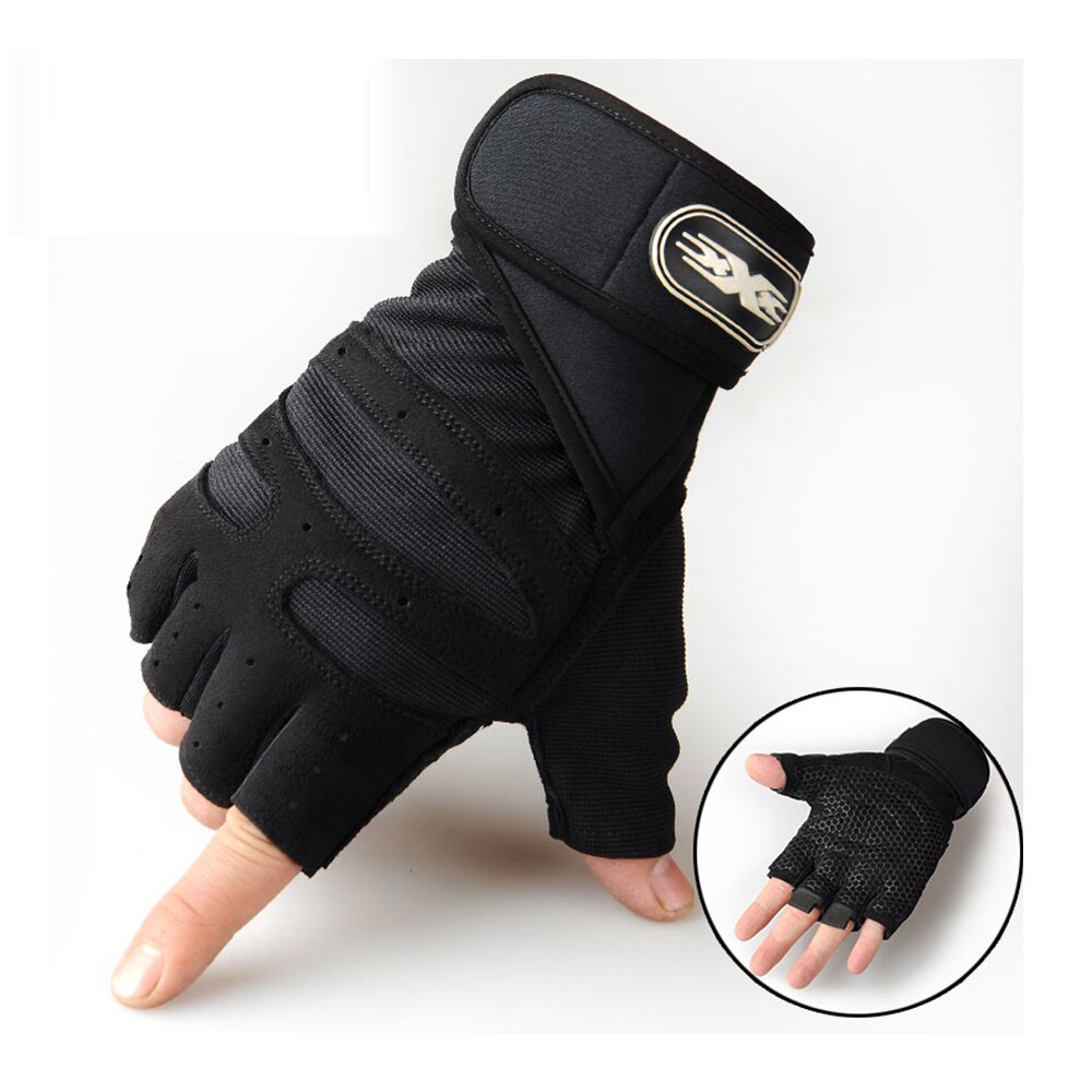 Heavyweight Exercises Half Finger Weight Lifting Gloves Body Building Training Sport Gym Fitness Gloves For Men Women M/L/XL: Black / XL