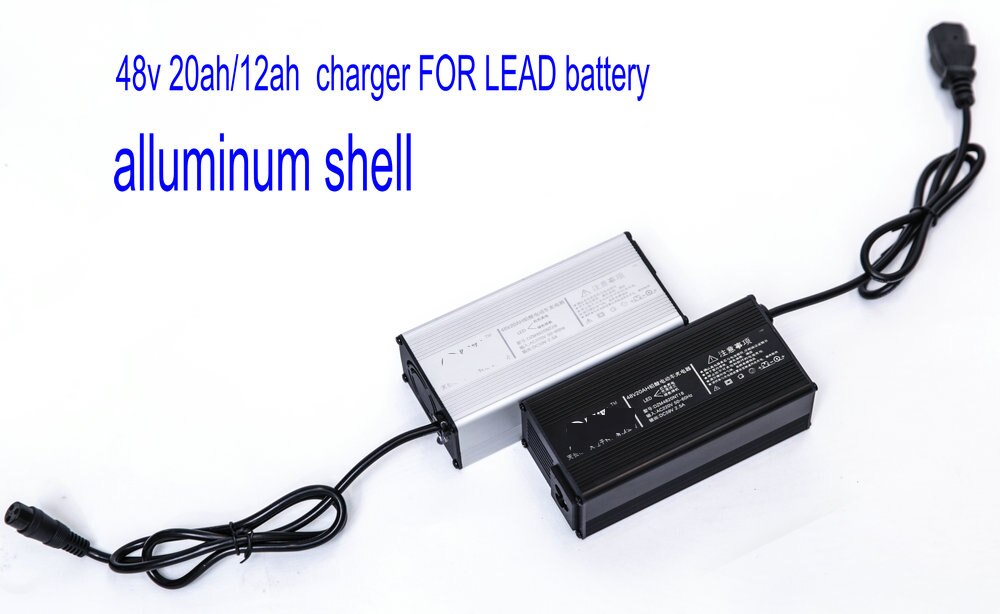 Aluminium shell battery charger power adapter met indicator voor lood-zuur batterij van elektrische scooter bike DC 48 V 20ah /12ah