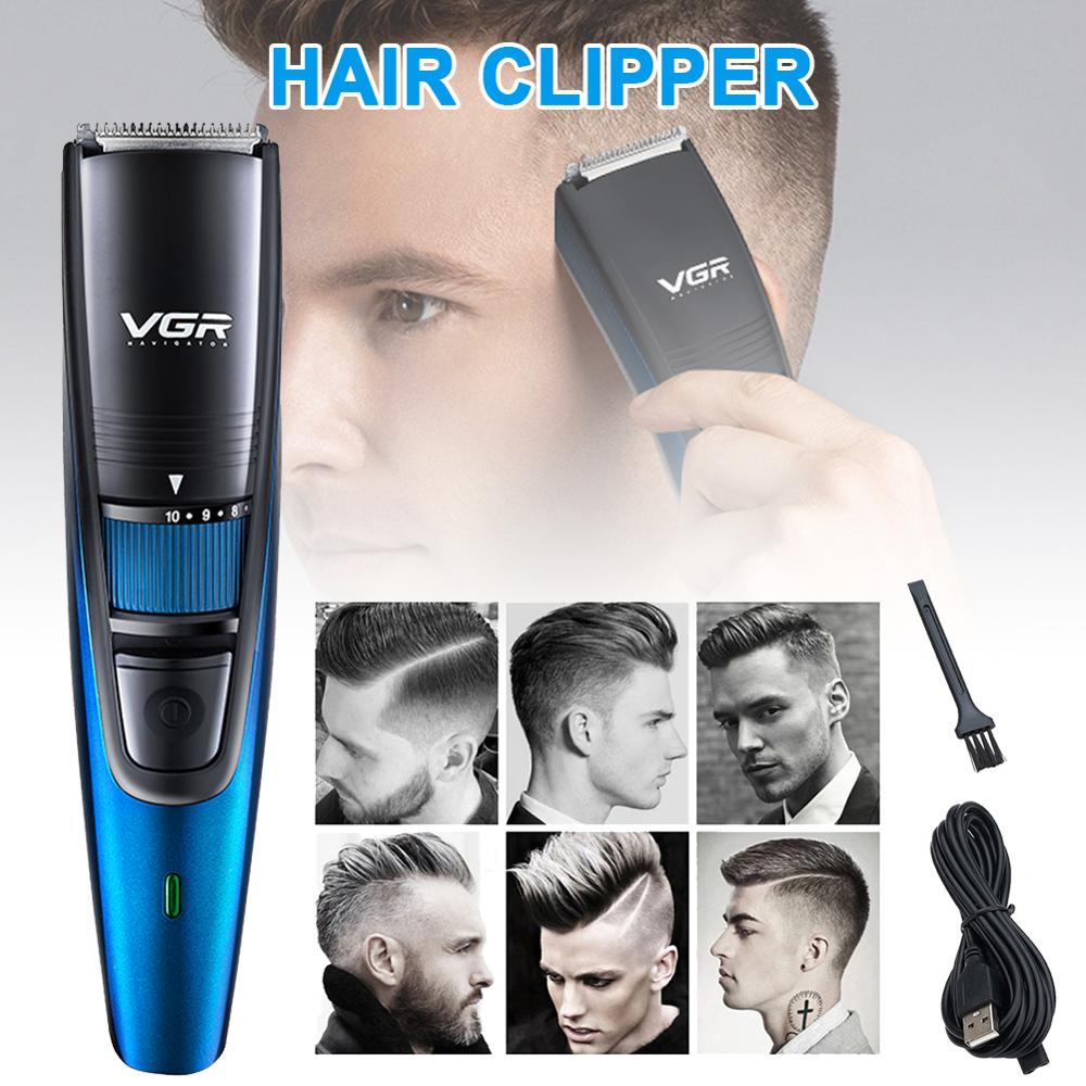 Machine de coupe de cheveux Rechargeable professionnelle à faible bruit réglable 0-10mm rasage électrique titane lame en céramique tondeuse à cheveux V-052
