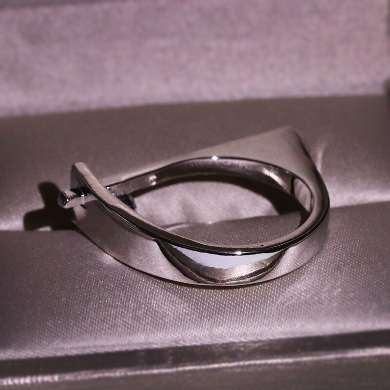 Milangirl anneau de zircon blanc vague authentique géométrique amour réglable bagues pour les femmes bijoux de fiançailles de mariage