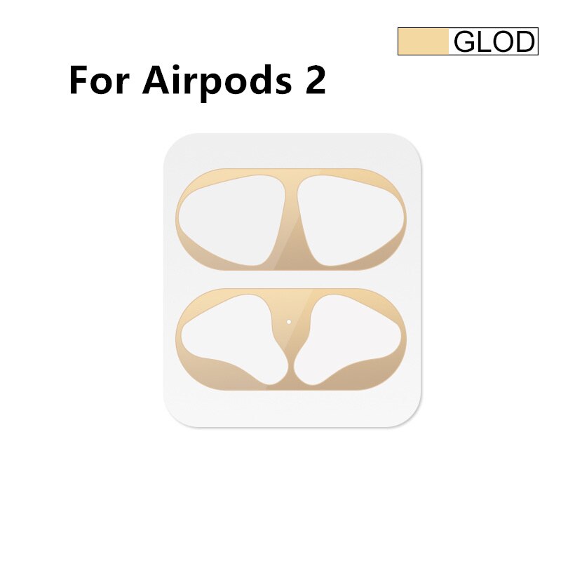 Dust Guard Voor Apple Airpods 1 2 Bluetooth Oortelefoon Metalen Voor Airpods1 Air Pods 2 Draadloze Hoofdtelefoon Opladen Box Stofdicht case: gold for airpods 2
