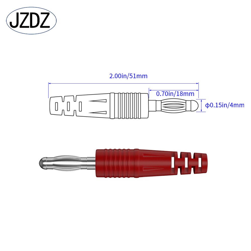 JZDZ 2 uds cables de prueba multímetro Cable de línea 100 cm extremos dobles 4mm conector eléctrico con conector Banana herramientas de bricolaje J.70055