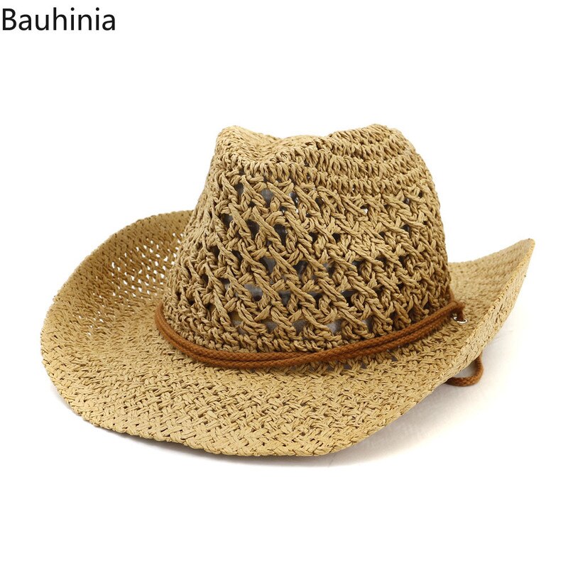 Sommer Sonne Strand Stroh Hütte Frauen Männer Breite Krempe Hüte Handgemachte lässig Westlichen Stil Cowboy Hütte