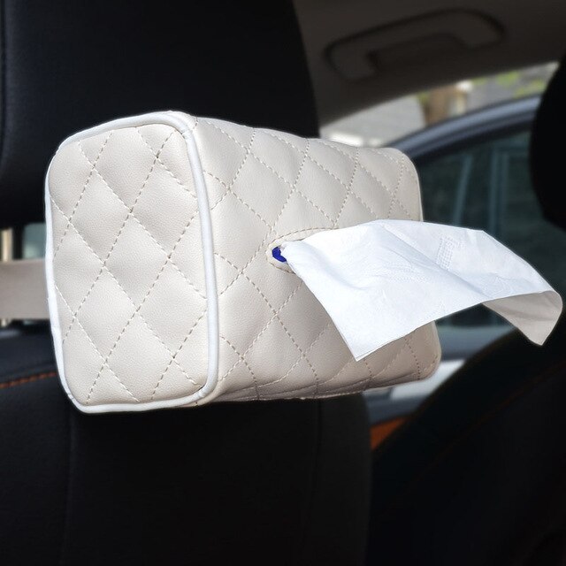ZD 1Pc Car Hanging Tissue Paper Box for Alfa Romeo Chevrolet Aveo Captiva Ford Focus 3 Fiesta Mondeo Kuga Fusion Accessories: Beige
