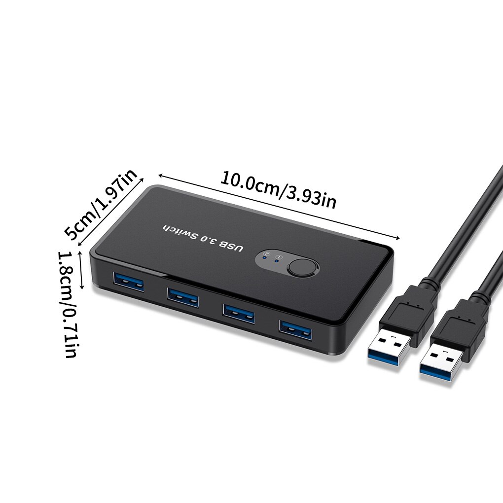 USB 3.0 Switcher Fast Data Transmission Speed Switch Hub 2-in-4-out Selector Adapter for Keyboard Mouse