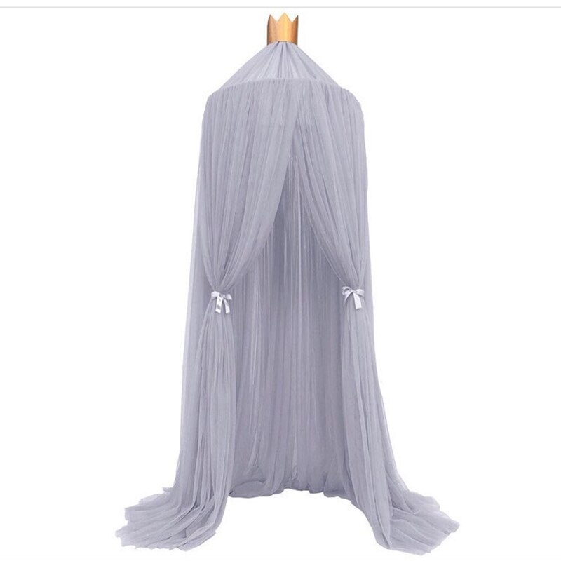 Kids Play Tents House Princess Pink Canopy Bed Curtain Baby Crib Netting Round Hung Dome Mosquito Net Tent Teepee for Children: grey