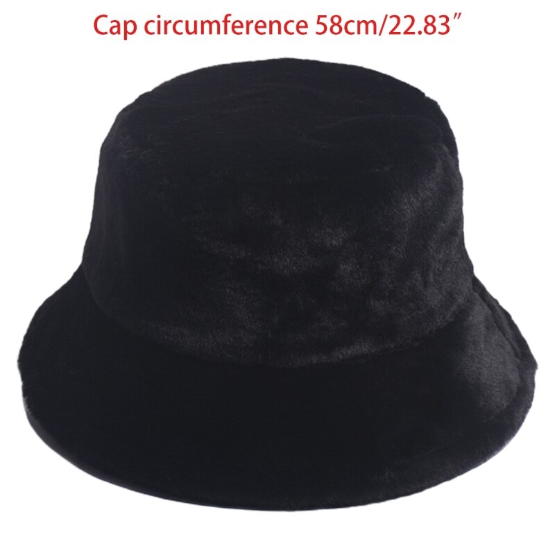 Kvinder vinter fuzzy plys bøttehat ørevarmer rund top vindtæt fisherman cap  lx9e