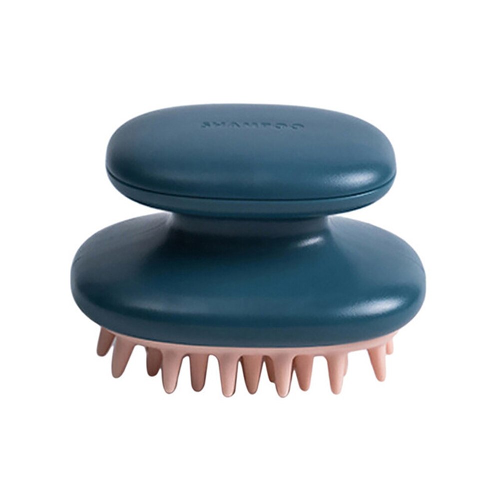 Mini handheld cabeça de silicone corpo escova de massagem de cabelo shampoo escova de lavagem de cabelo escova de banho spa emagrecimento: Dark Blue