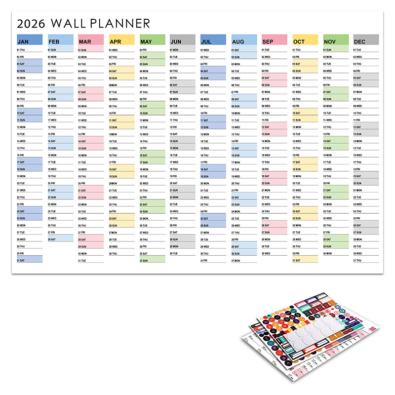Yearly Daily Calendar Wall Schedule Planner Sheet Paper 365 Day Plan Annual Hanging Planning Weekly Agenda Pad Month 12
