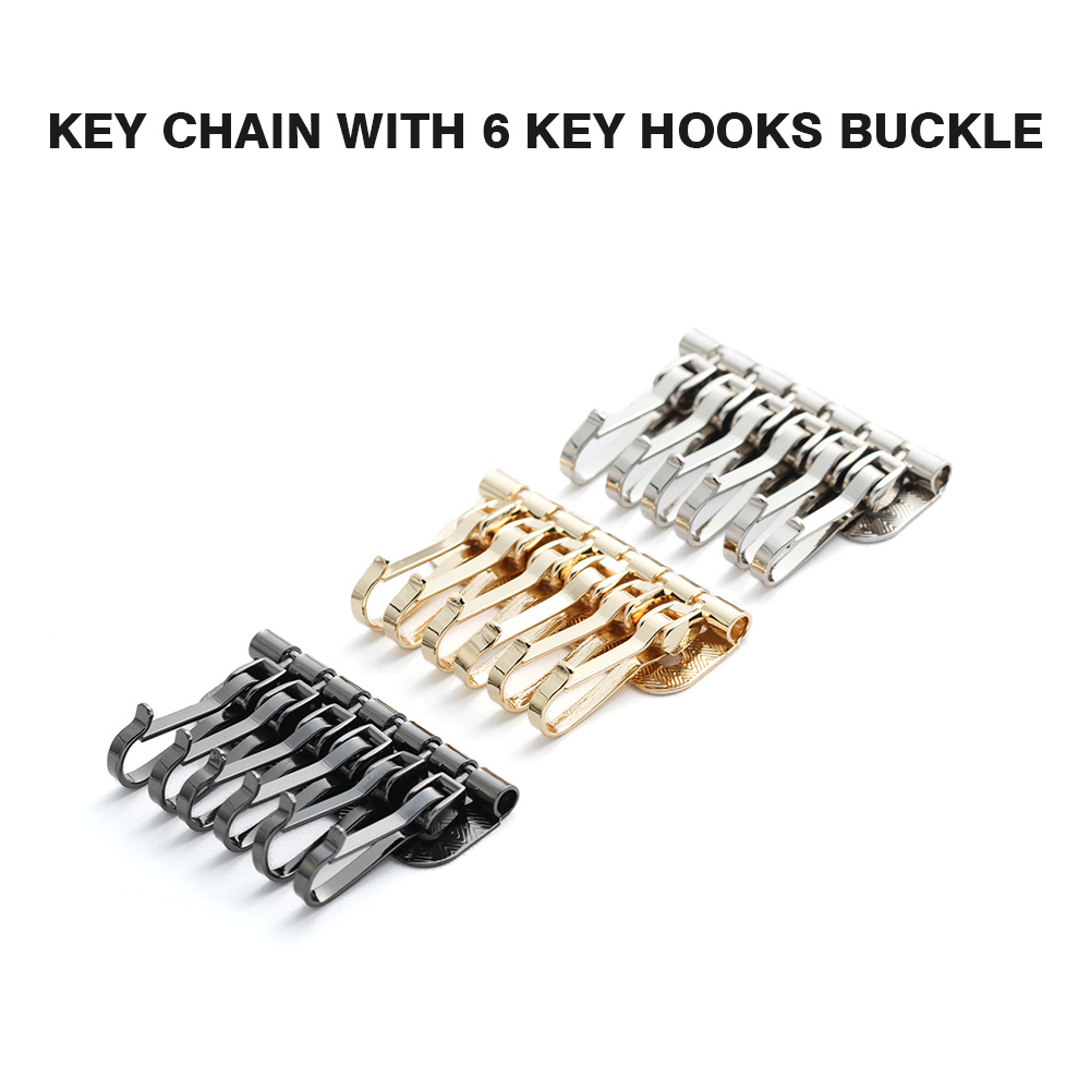WUTA 2pcs Wallet Key Row 6 Hooks Metal Key Holders Hardware Rivet Hook Keyring Key Chain DIY Leather Accessories